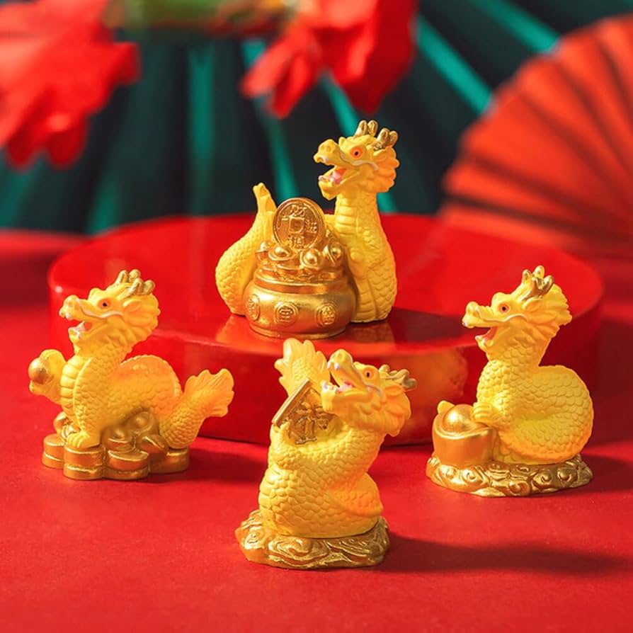 Amazon.com: 4Pcs Mini Chinese New Year Dragon Figurine Resin